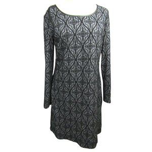 Dress The Population Long Sleeve Damask Dress in Black XL
